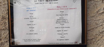 La Table De Faden menu