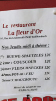 La Fleur D'or menu