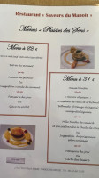 Les Saveurs Du Manoir menu