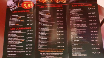 Le Kiosque à Pizzas menu