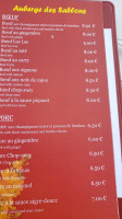 Auberge Des Sablons menu