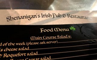 Shenanigan's Irish Pub menu