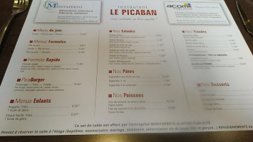 Le Picaban menu
