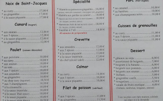 Restaurant Les Trois Bonheurs menu