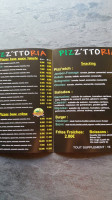 Pizzttoria menu