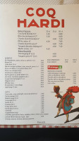 Le Coq Hardi menu