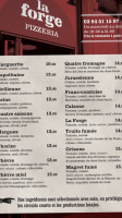 La Forge Pizzeria menu