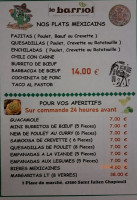 Le Barriol menu