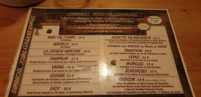 Banc De L'ours menu