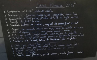 Kimana’s Kitchen menu