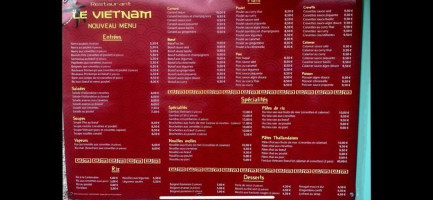 Le Vietnam menu