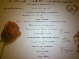 Hotel Bar Restaurant de l'Europe menu