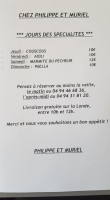 Chez Philippe Et Muriel menu