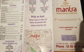 Restaurant Mantra menu