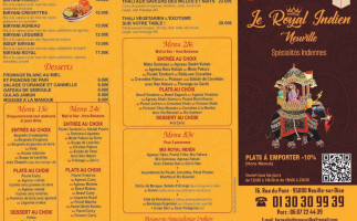 Le Royal Indien Neuville menu