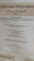 L’epicerie Perigorde menu