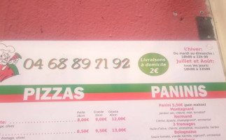 Rinaldo Pizza menu