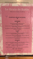 Grain De Sable menu