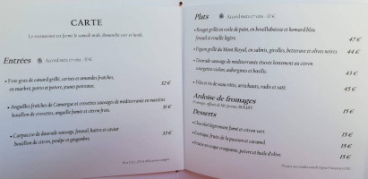 La Réserve Rimbaud menu