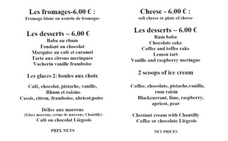 Table D'alphonse menu