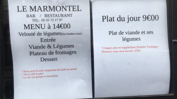 Le Marmontel menu