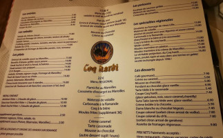 Le Coq Hardi menu