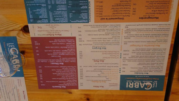Le Cabri menu