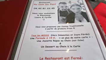 Au Coin Du Pont menu
