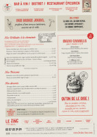 Le Zinc Authentique menu