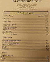 Comptoir D'asie menu