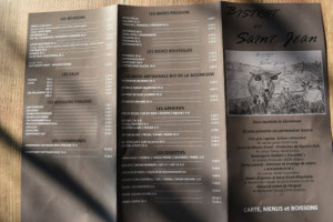 Bistrot De Saint Jean menu