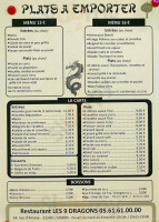 Les 9 dragons menu