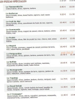 Le Kiosque à Pizzas menu