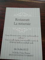 La Noiseraie menu