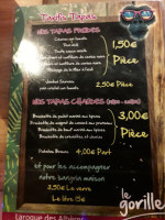 Le Gorille menu