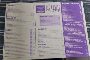 Restaurant Les Sables Lo Weko Bar menu