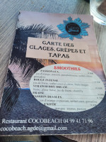 Le Coco Beach menu