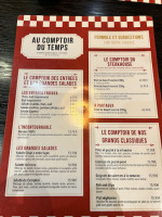 Au Comptoir du Temps menu