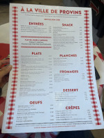 La Ville De Provins Paris menu