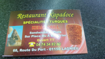 Kapadoce menu