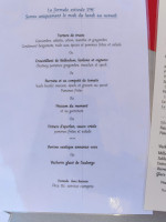 Auberge du Lac menu