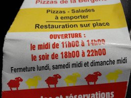 Les Pizzas De La Bergerie menu