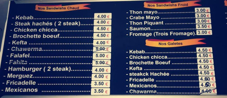 Ch'ti Kebab menu