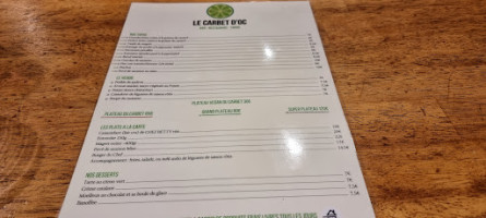 Le Carbet d'Oc menu