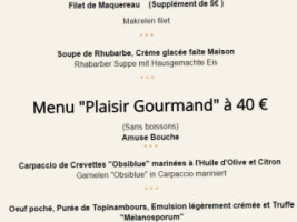 La Charrue d'Or menu