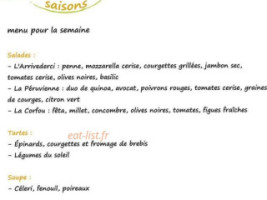 Au fil des saisons menu