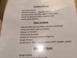 Le Cosy Grill menu