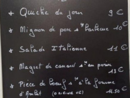 Le Bar d'O menu