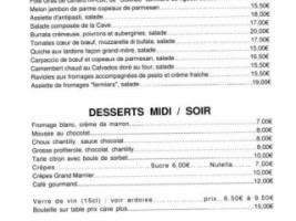 La Cave de Mougins menu