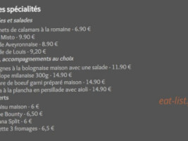 Chez Louis menu